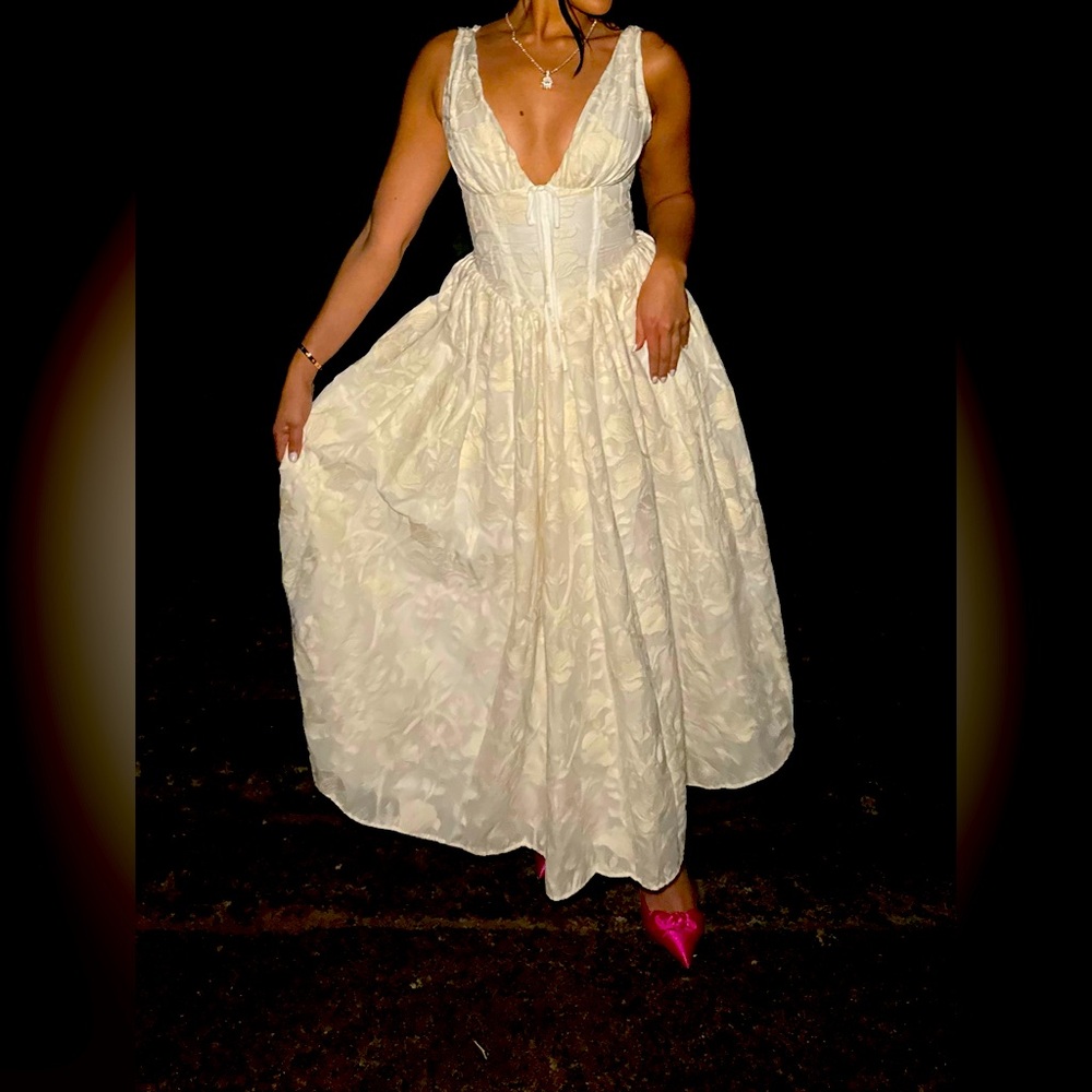 House of CB milkmaid dress white in size small